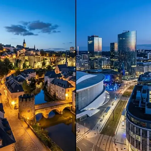 Contrast between historic and modern Luxembourg